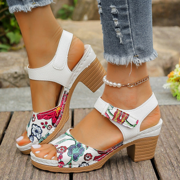 High Heel Sandals Velcro Buckle Casual Sandals For Women