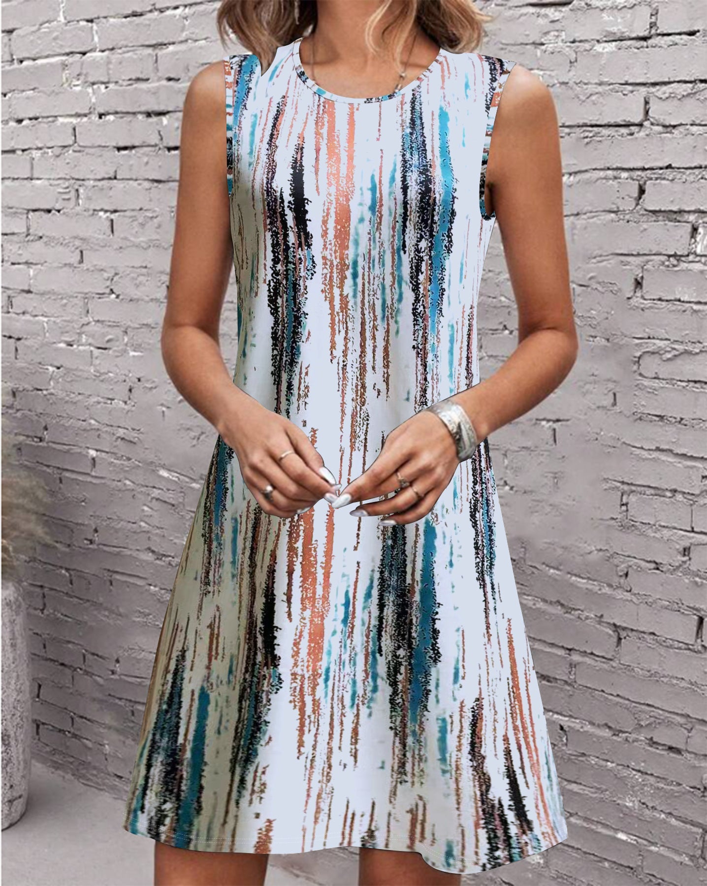 Printed Vest Style Dress Women