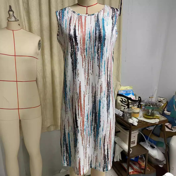 Printed Vest Style Dress Women