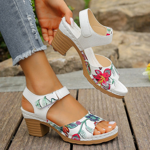 High Heel Sandals Velcro Buckle Casual Sandals For Women