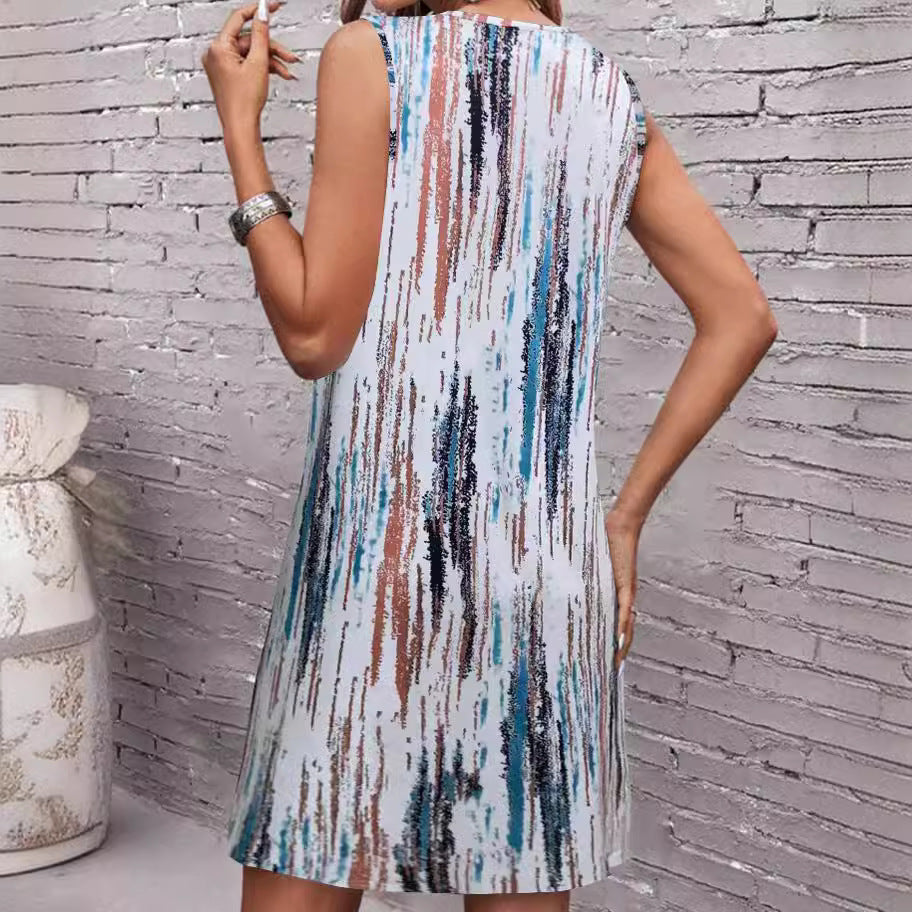 Printed Vest Style Dress Women