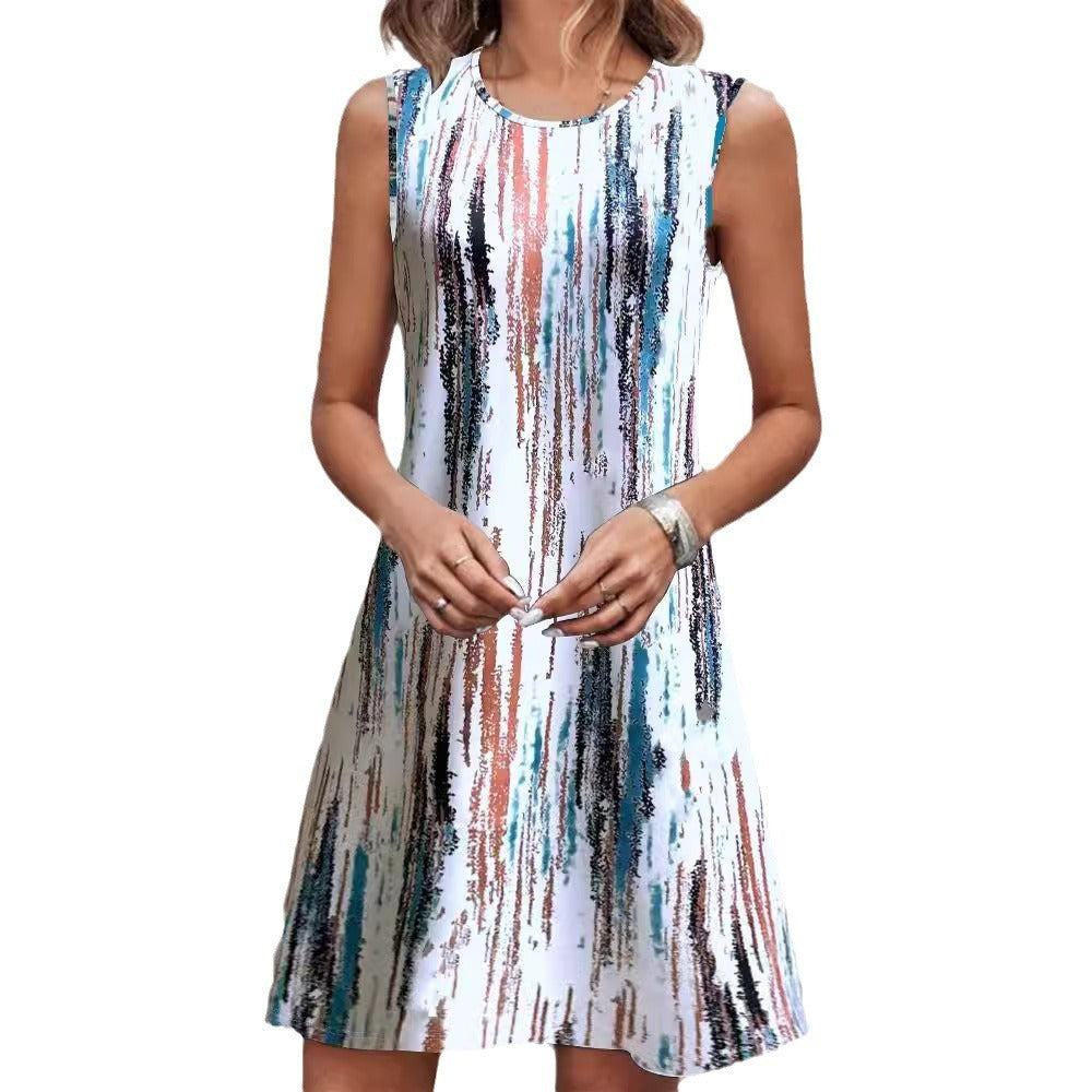 Printed Vest Style Dress Women