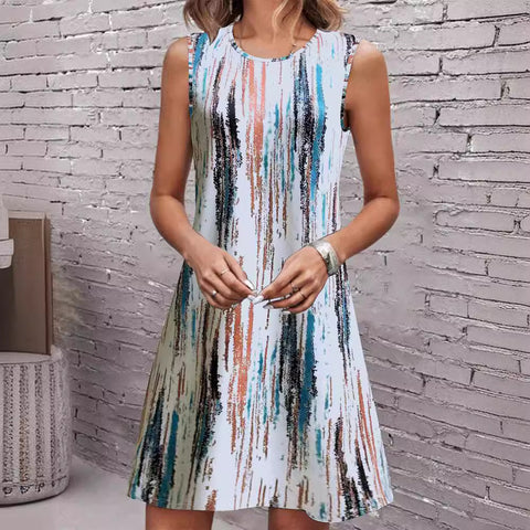 Printed Vest Style Dress Women